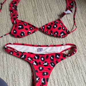 Red cheetah bikini